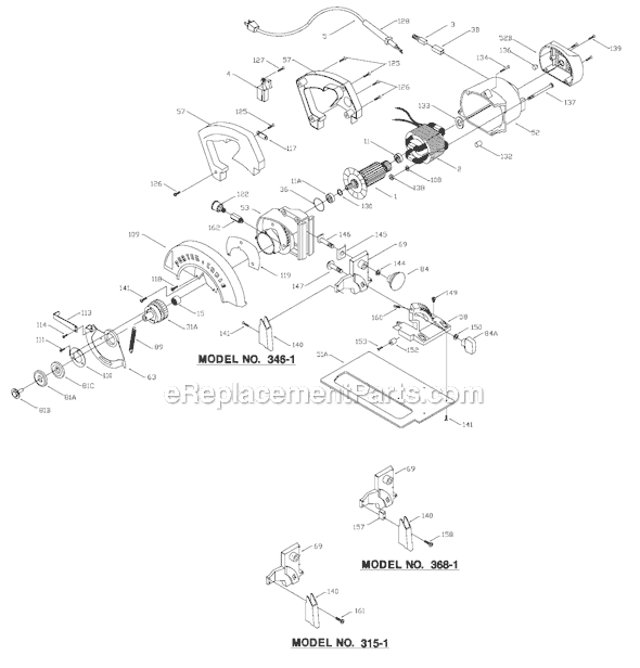 Page A Diagram and Parts List for 368 Type 4 Porter Cable Circular Saw